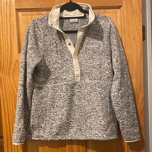 Columbia Women's Sweater Weather 1/4 Snap Pull Over in Chalk Heather